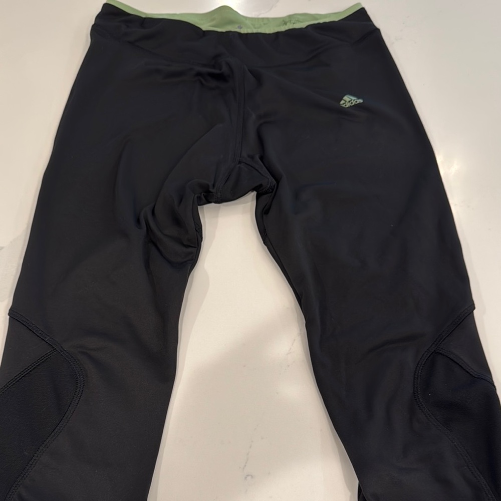 Adidas Black and Green Workout Leggings